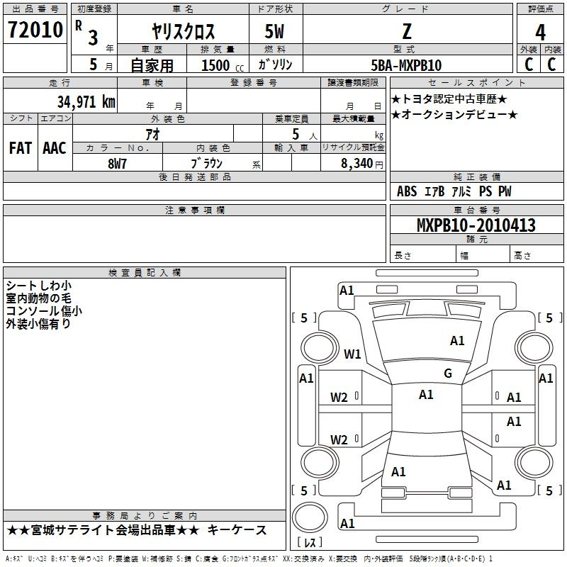 Аукционный лист TOYOTA YARIS CROSS 2021