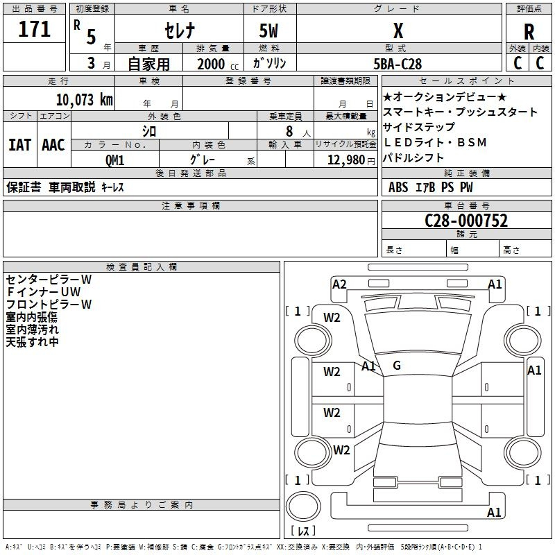 Аукционный лист NISSAN SERENA 2023