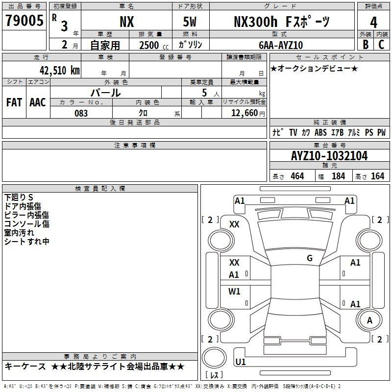 Аукционный лист LEXUS NX 2021