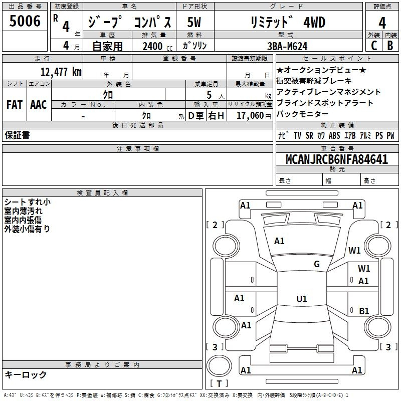 Аукционный лист CHRYSLER JEEP COMPASS 2022