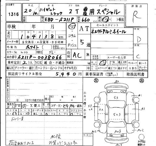 Аукционный лист DAIHATSU HIJET TRUCK 2008