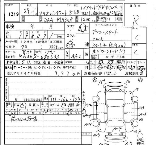 Аукционный лист SUZUKI SOLIO 2017