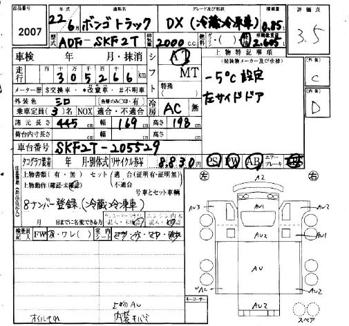 Аукционный лист MAZDA BONGO 2010