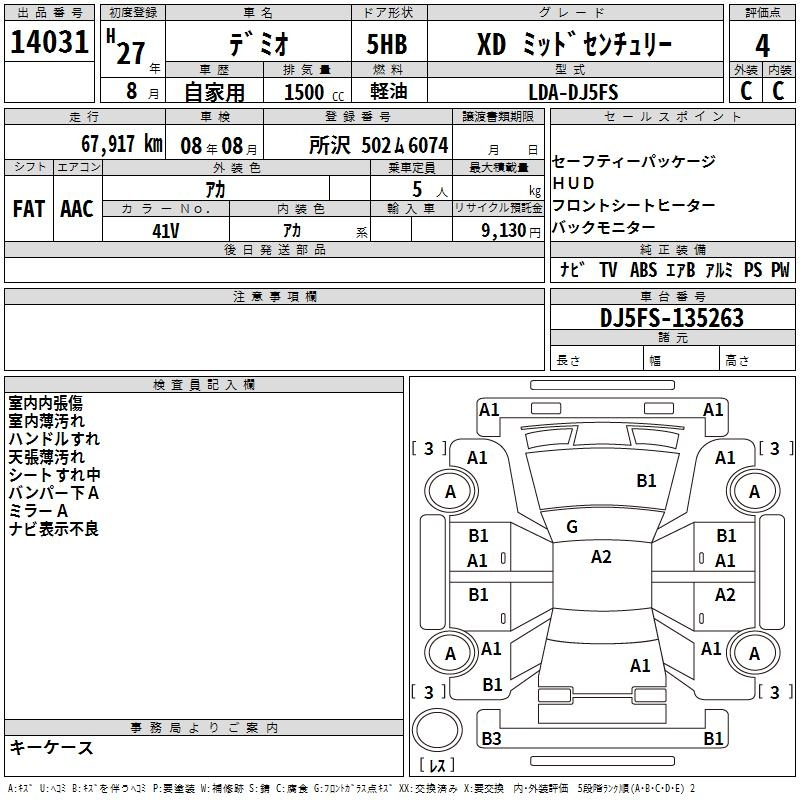 Аукционный лист MAZDA DEMIO 2015