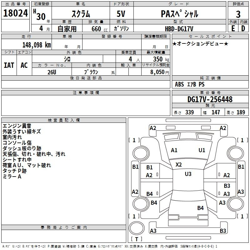 Аукционный лист MAZDA SCRUM 2018