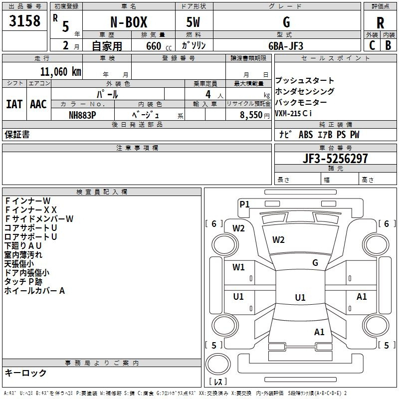 Аукционный лист HONDA N BOX 2023