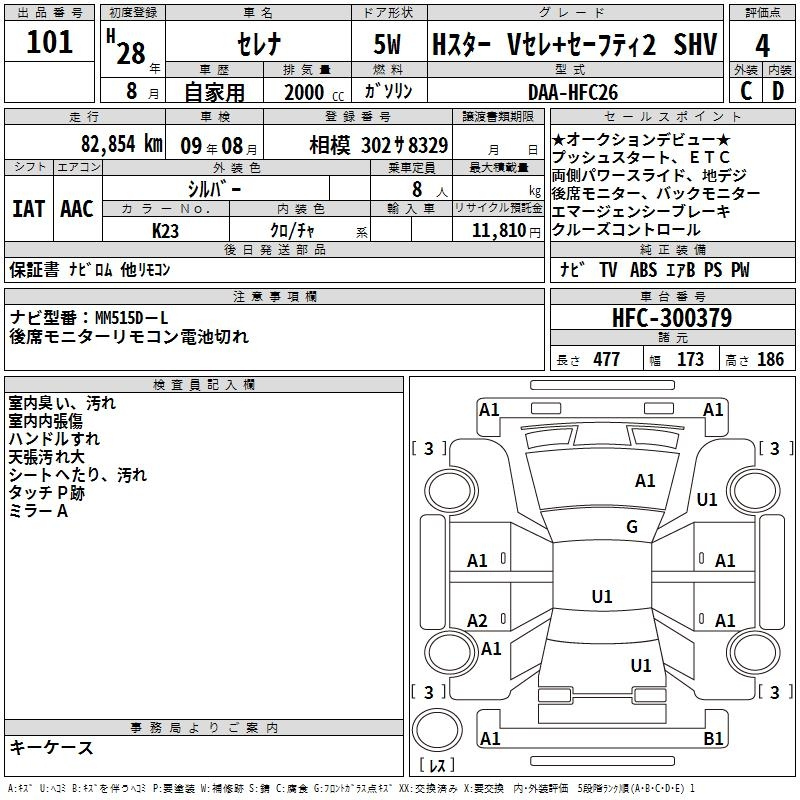 Аукционный лист NISSAN SERENA 2016