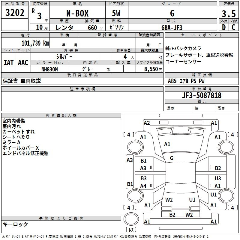 Аукционный лист HONDA N BOX 2021
