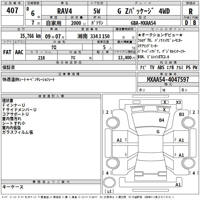 Аукционный лист TOYOTA RAV4 2024