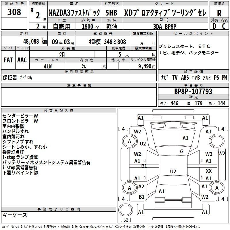 Аукционный лист MAZDA MAZDA3 2020