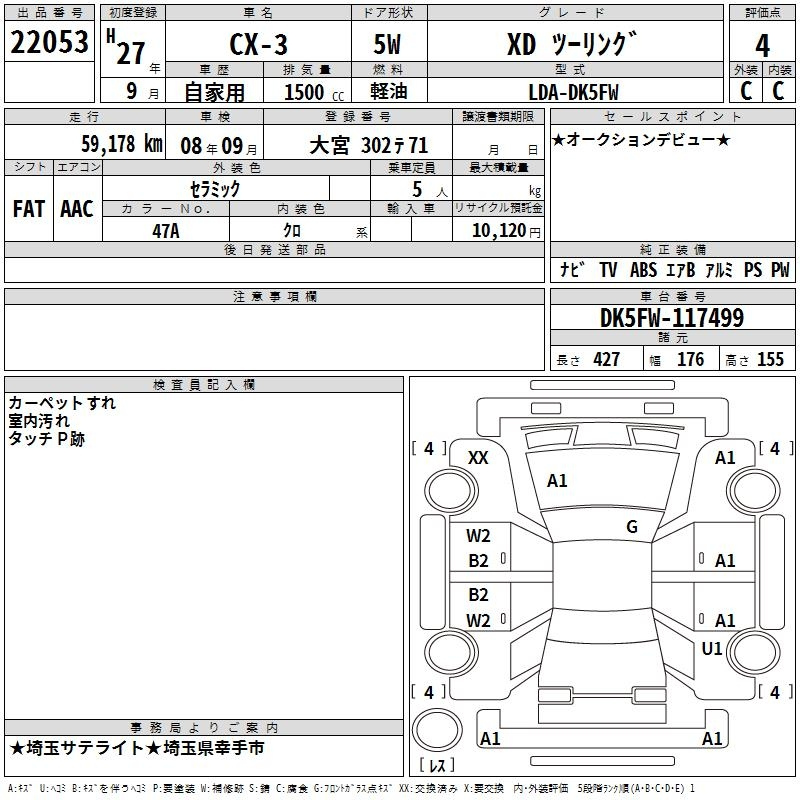 Аукционный лист MAZDA CX-3 2015