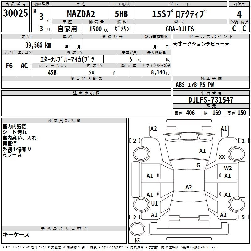 Аукционный лист MAZDA MAZDA2 2021