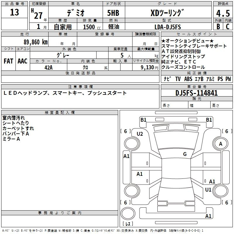 Аукционный лист MAZDA DEMIO 2015