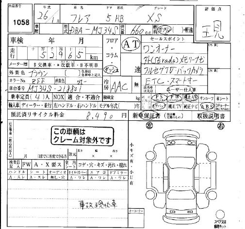 Аукционный лист MAZDA FLAIR 2014