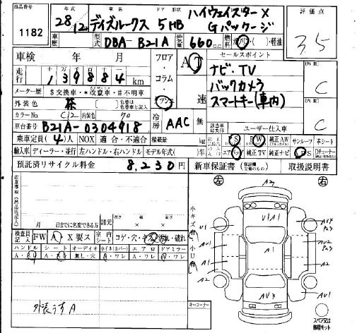 Аукционный лист NISSAN DAYZ ROOX 2016