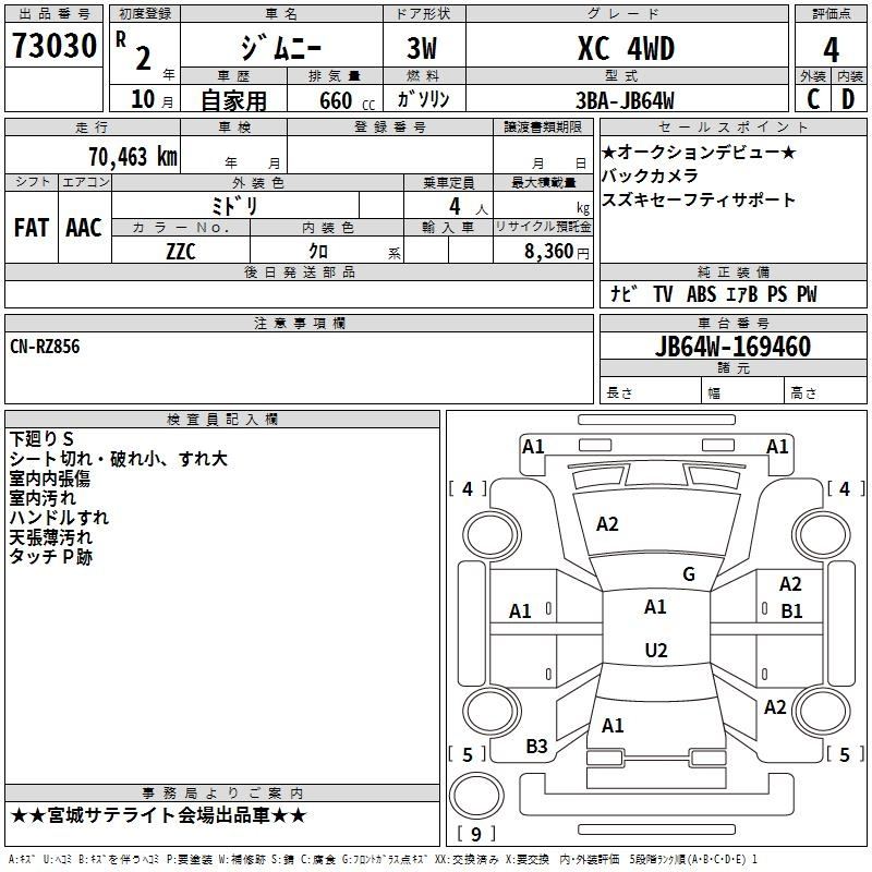 Аукционный лист SUZUKI JIMNY 2020