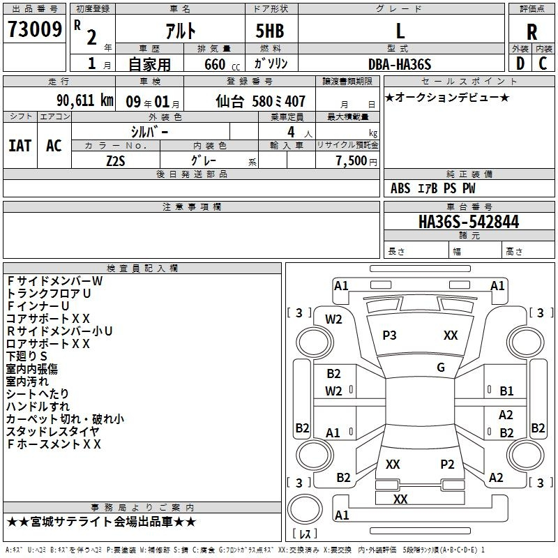 Аукционный лист SUZUKI ALTO 2020