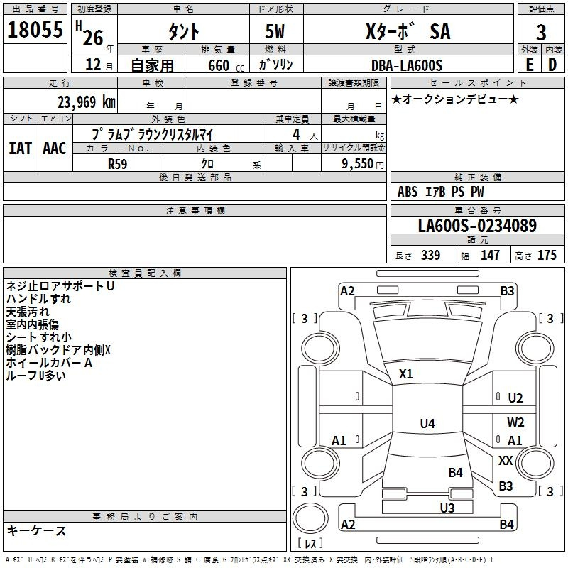 Аукционный лист DAIHATSU TANTO 2014
