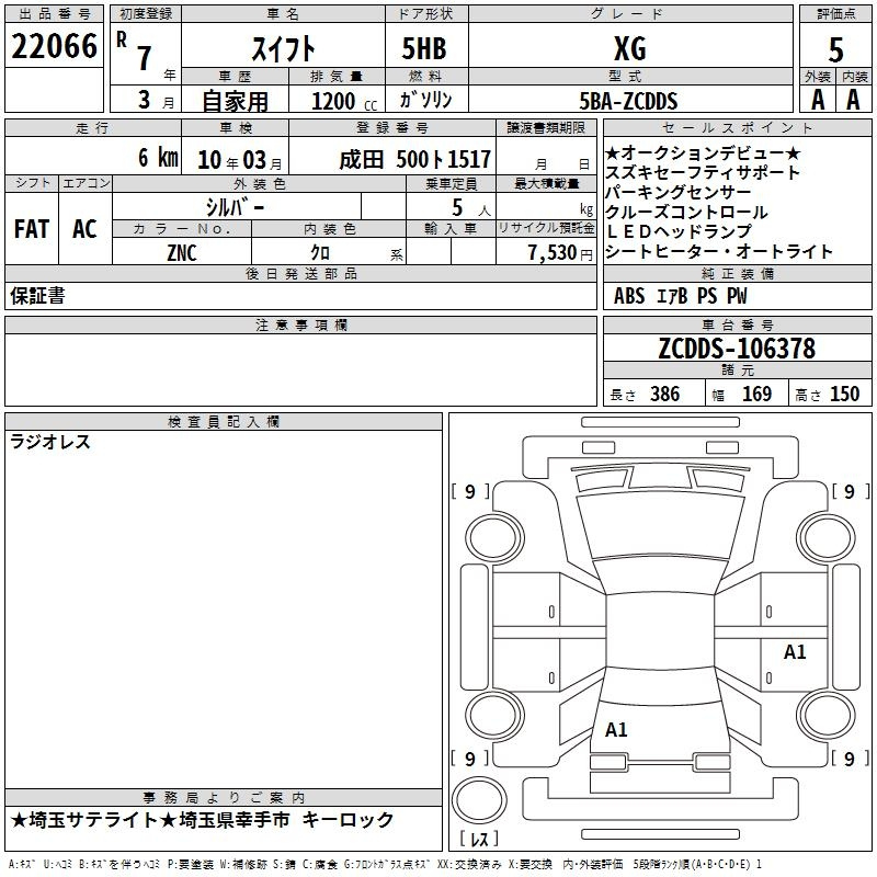 Аукционный лист SUZUKI SWIFT 2025