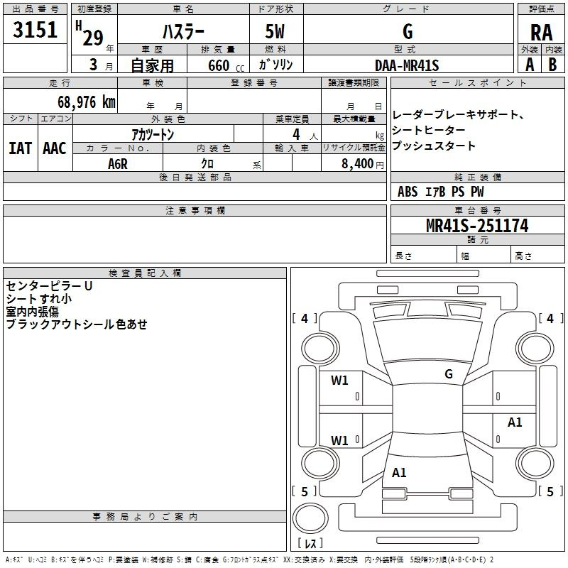 Аукционный лист SUZUKI HUSTLER 2017