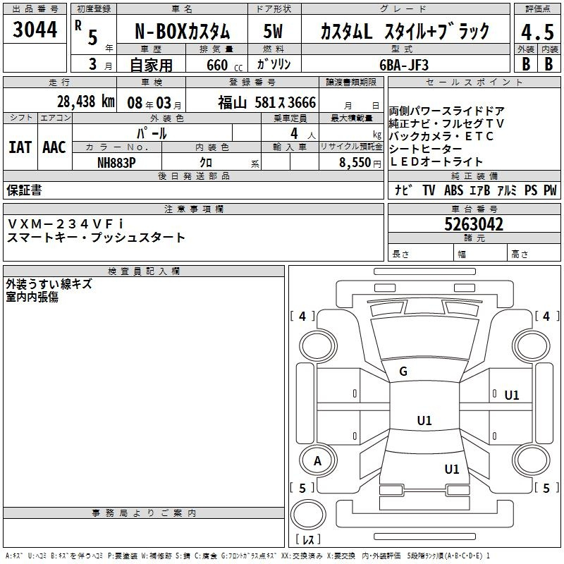 Аукционный лист HONDA N BOX 2023