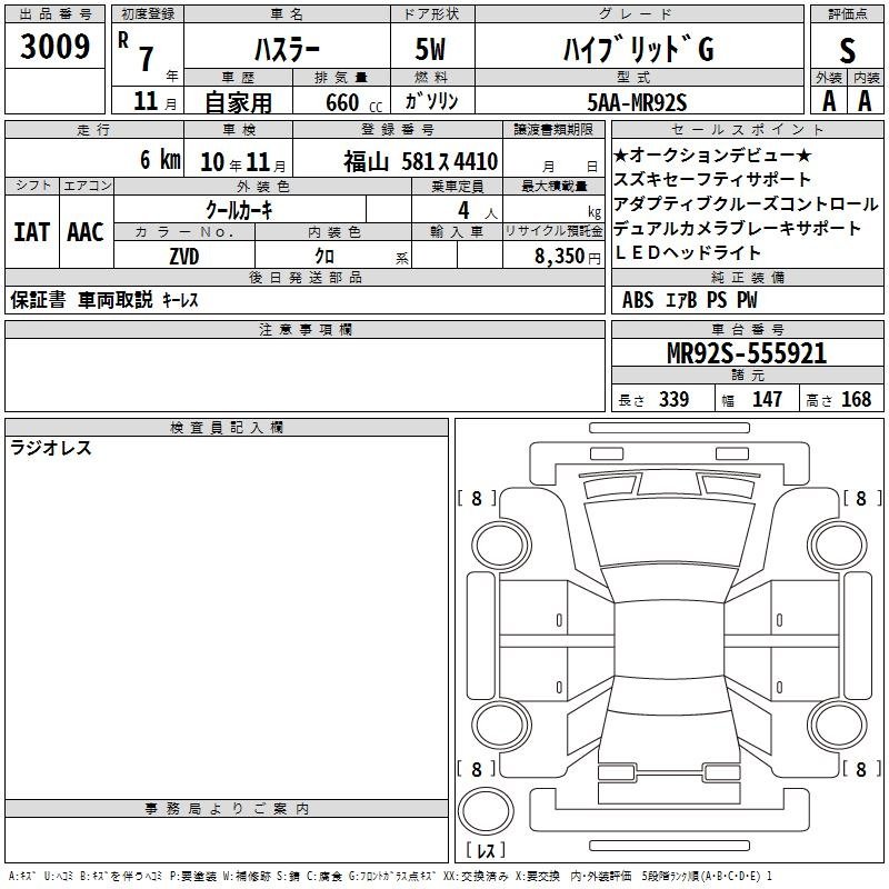 Аукционный лист SUZUKI HUSTLER 2025