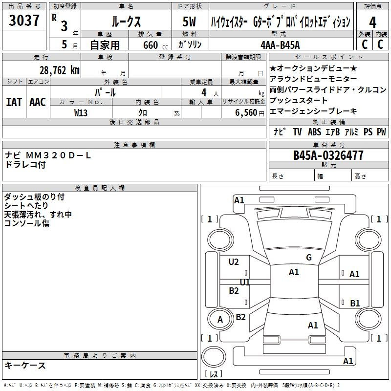 Аукционный лист NISSAN ROOX 2021