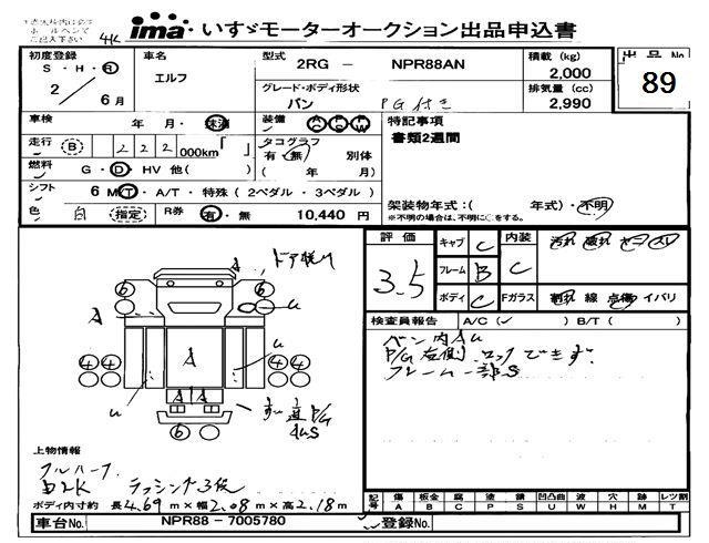 Аукционный лист ISUZU ELF 2020