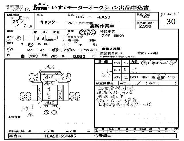 Аукционный лист MITSUBISHI CANTER 2017
