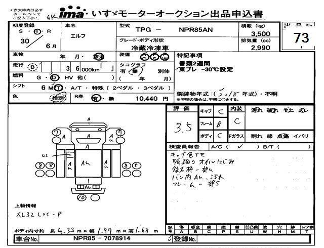 Аукционный лист ISUZU ELF 2018