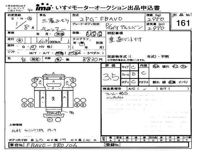 Аукционный лист MITSUBISHI CANTER 2019
