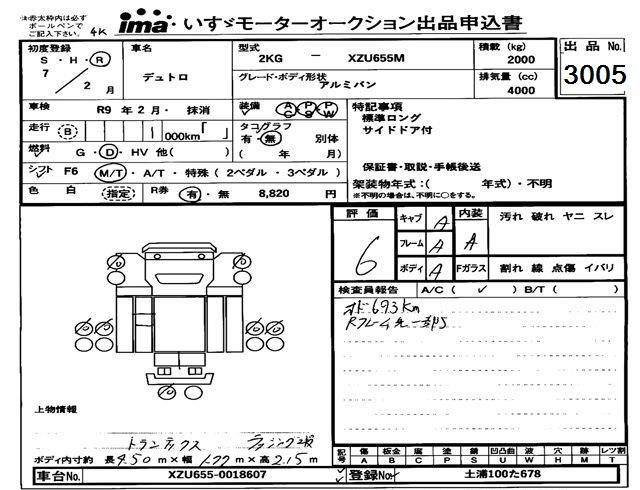 Аукционный лист HINO DUTRO 2025