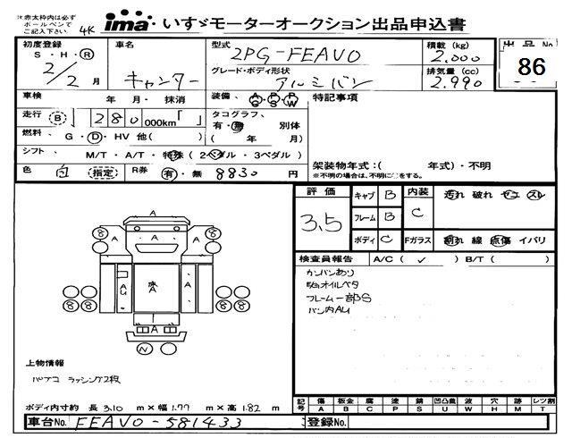 Аукционный лист MITSUBISHI CANTER 2020