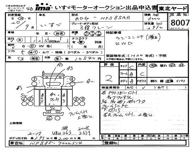 Аукционный лист ISUZU ELF 2008