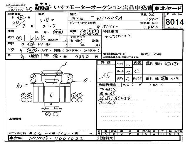 Аукционный лист ISUZU ELF 2008
