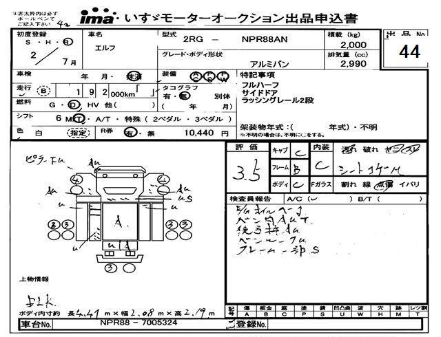 Аукционный лист ISUZU ELF 2020