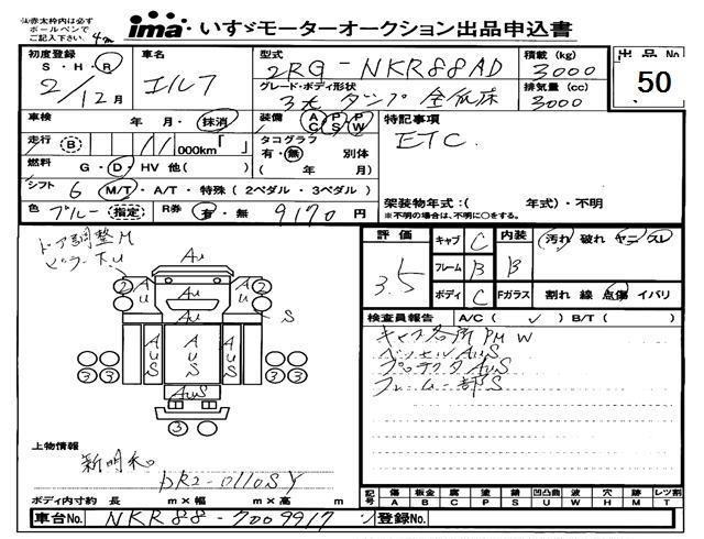 Аукционный лист ISUZU ELF 2020