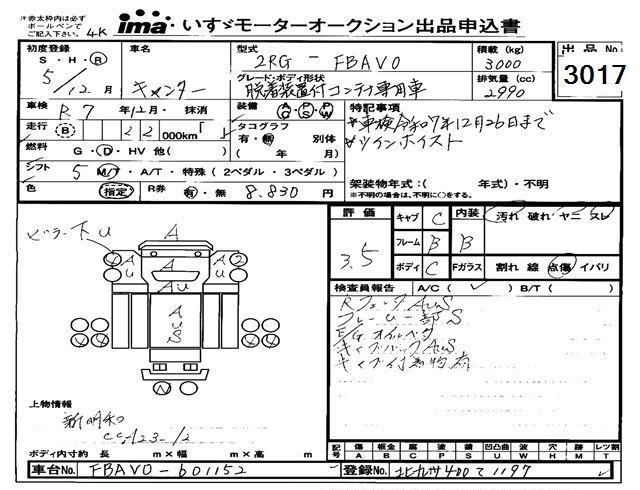 Аукционный лист MITSUBISHI CANTER 2023