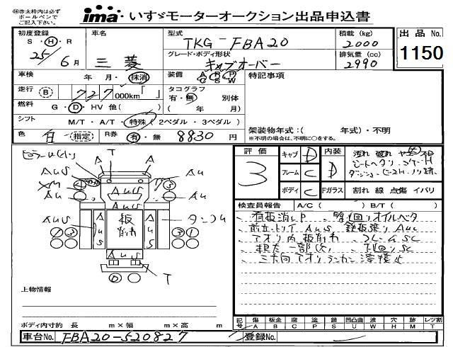 Аукционный лист MITSUBISHI CANTER 2013