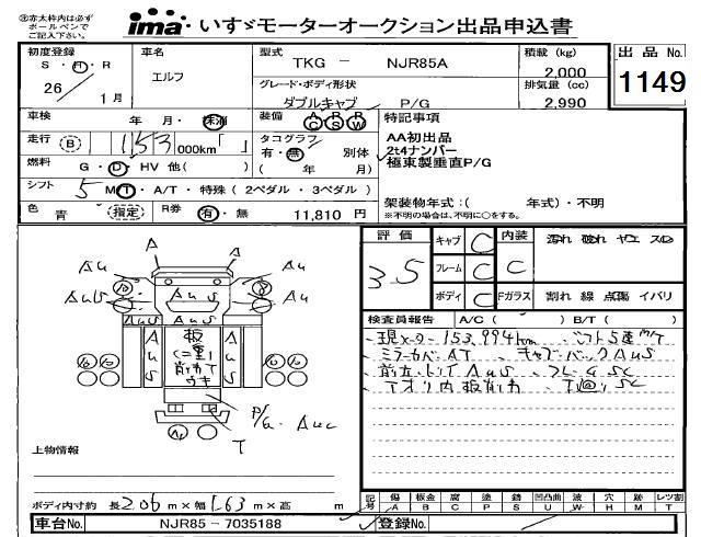Аукционный лист ISUZU ELF 2014
