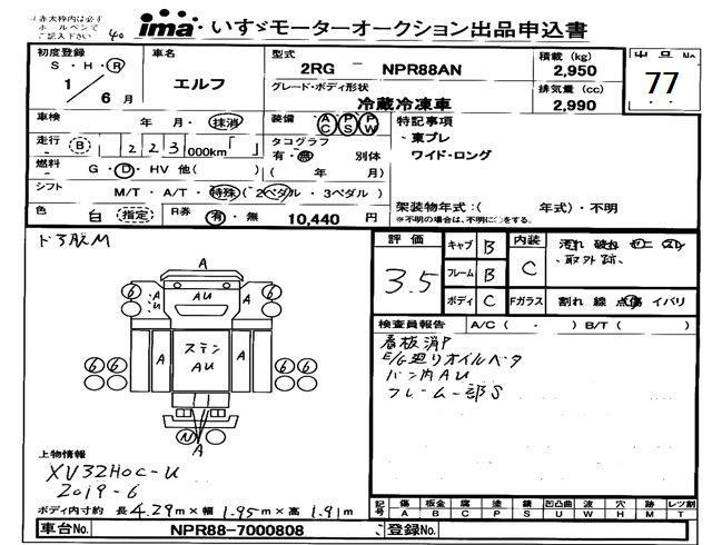 Аукционный лист ISUZU ELF 2019