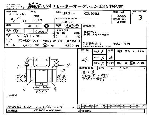 Аукционный лист HINO DUTRO 2020