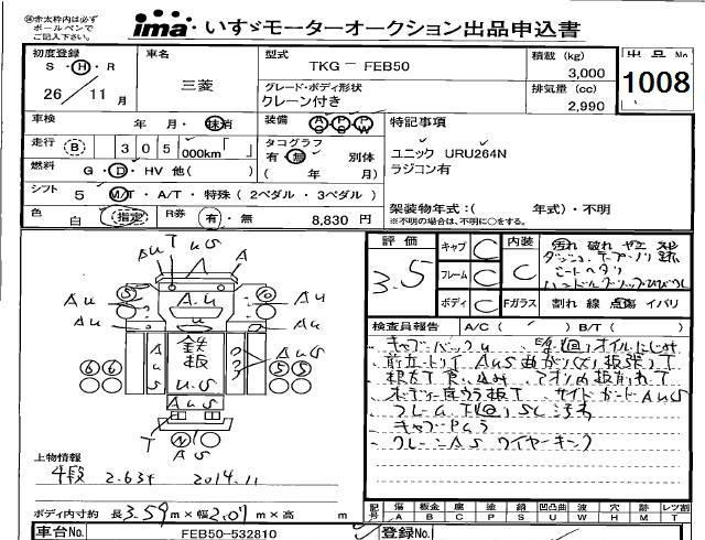 Аукционный лист MITSUBISHI CANTER 2014