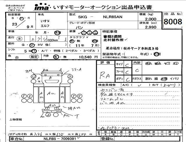 Аукционный лист ISUZU ELF 2011