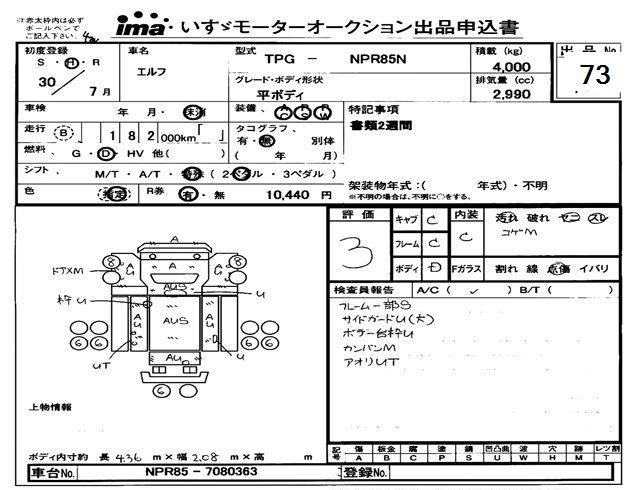 Аукционный лист ISUZU ELF 2018
