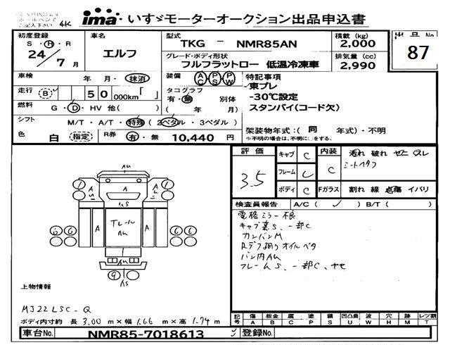 Аукционный лист ISUZU ELF 2012