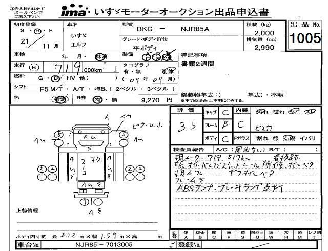 Аукционный лист ISUZU ELF 2009