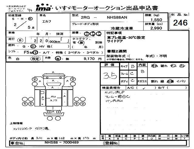 Аукционный лист ISUZU ELF 2020