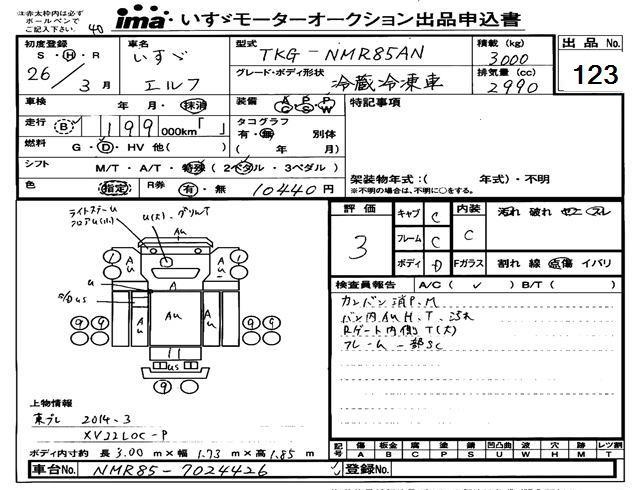 Аукционный лист ISUZU ELF 2014
