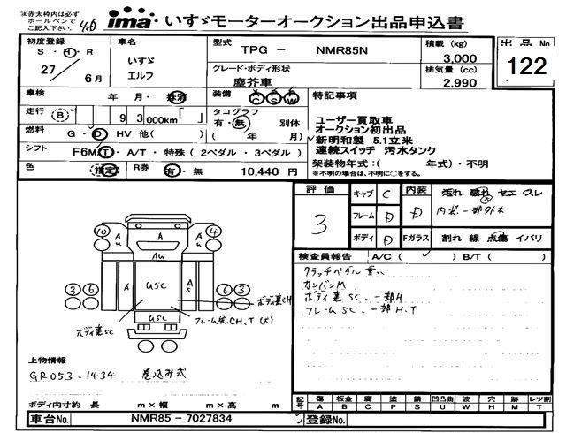 Аукционный лист ISUZU ELF 2015